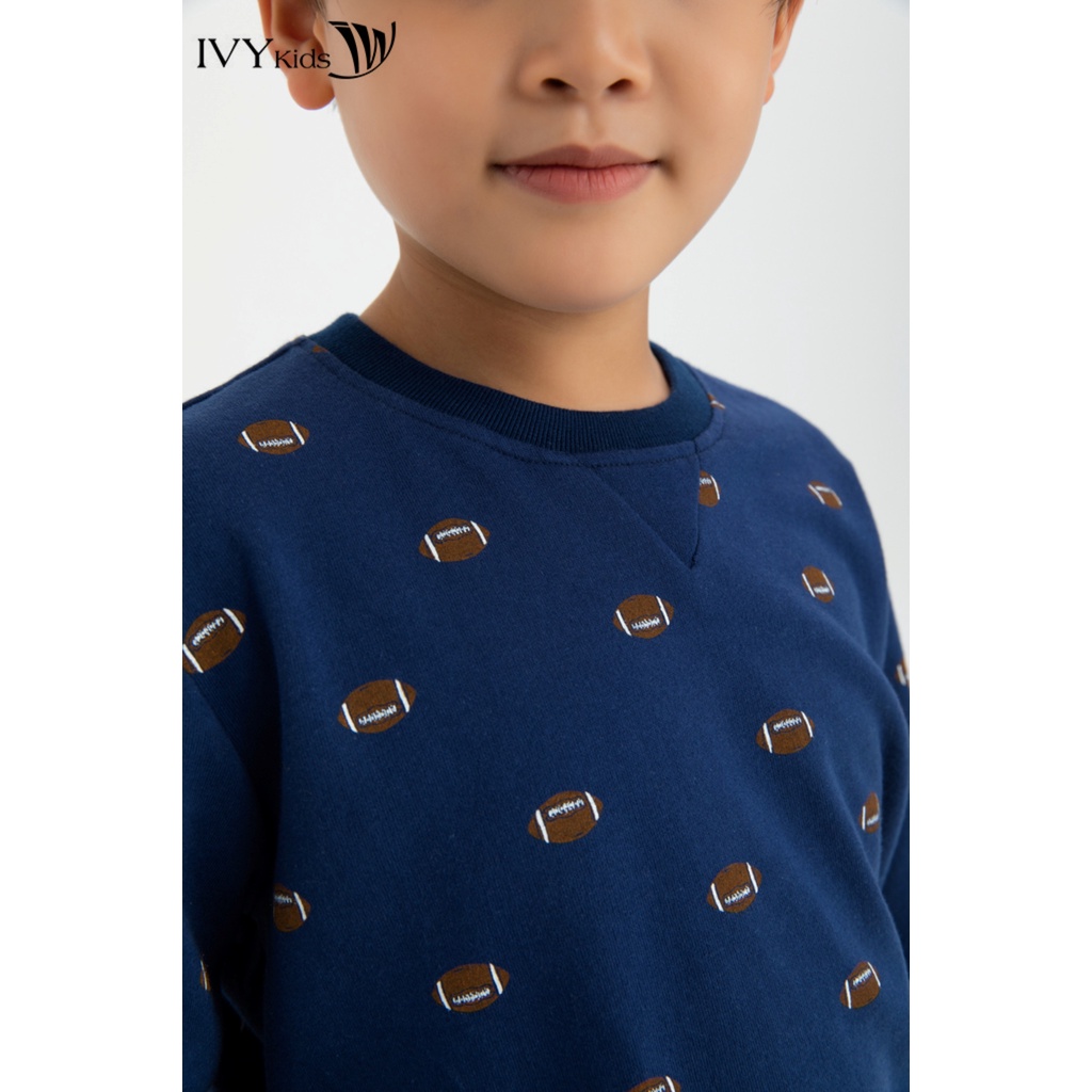 Áo thun họa tiết cổ bo bé trai IVY moda MS 58K1155