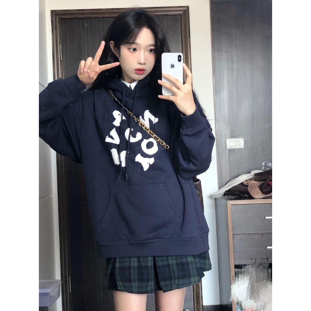 NRVP Áo Hoodie Tay Dài Oversize In Họa Tiết Phong Cách Hàn Quốc Kiểu Mới Cho Nam / Nữ