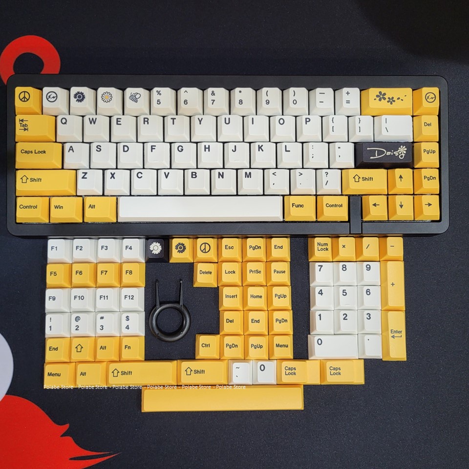 Keycap Bee and Daisy Cherry Thick PBT, keycap bàn phím cơ nhiều nút cân nhiều layout - Polabe Store