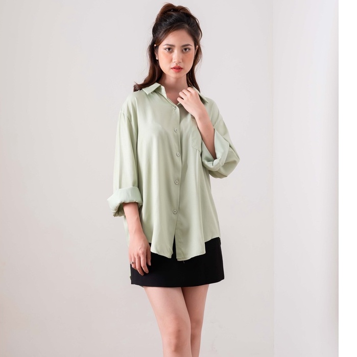 Áo Sơ Mi Nữ form rộng Polo Kiểu Màu Trắng đen hồng xanh đẹp dài tay ulzzang vintage hàn quốc cao cấp trơn Sota Shop