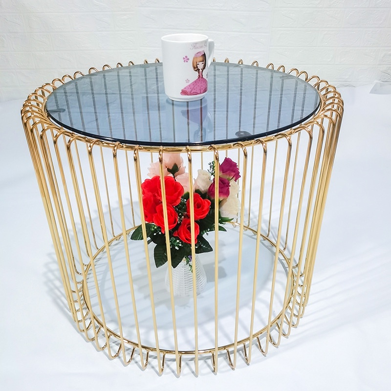 Bàn trà tròn FUNHOUSE đá cẩm thạch chân sắt phòng khách đường kính 50 cm - A11