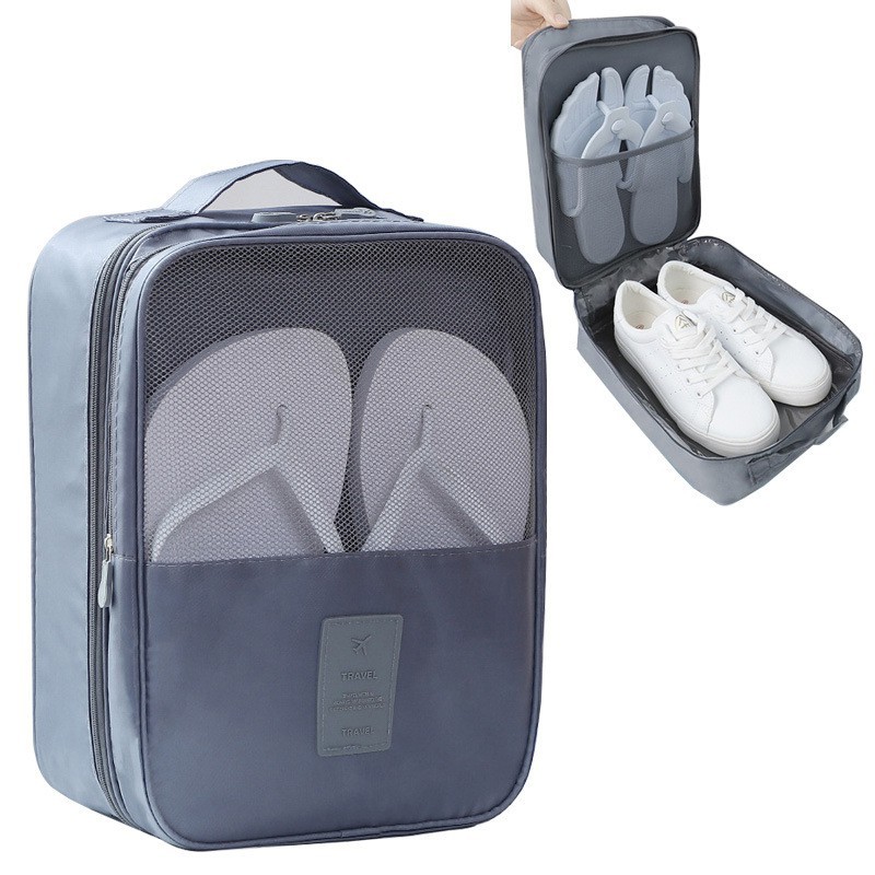 Túi Đựng Giày Du Lịch Bằng Nylon Hai Lớp Chống Thấm Nước Có Khóa Kéo Với 3 Cặp Tùy Chọn Thích Hợp Sử Dụng Hàng Ngày