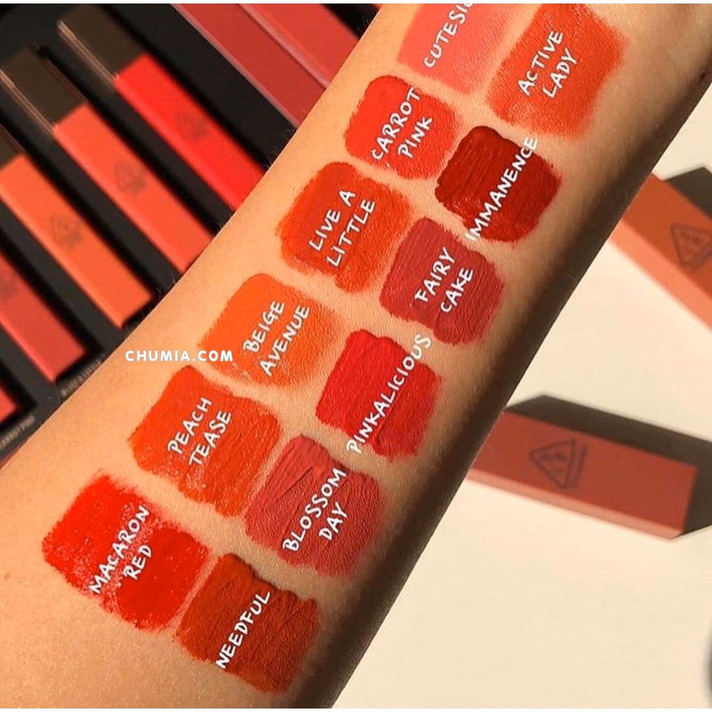 Son kem lì 3CE Lip Tint môi lâu trôi không trôi giá rẻ học sinh bộ trang điểm chính hãng SON chumia
