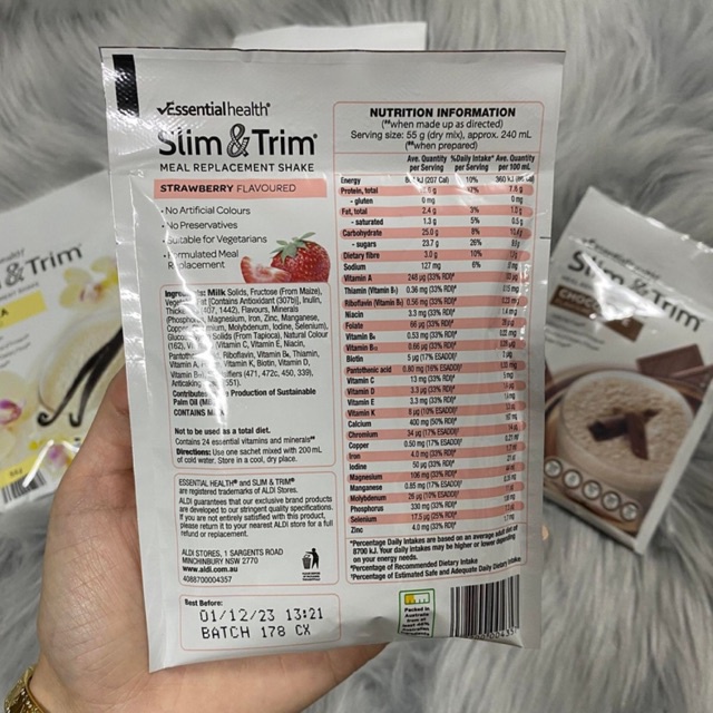 Bữa ăn thay thế SLIM &amp; TRIM MEAL REPLACEMENT SHAKES Úc 55g