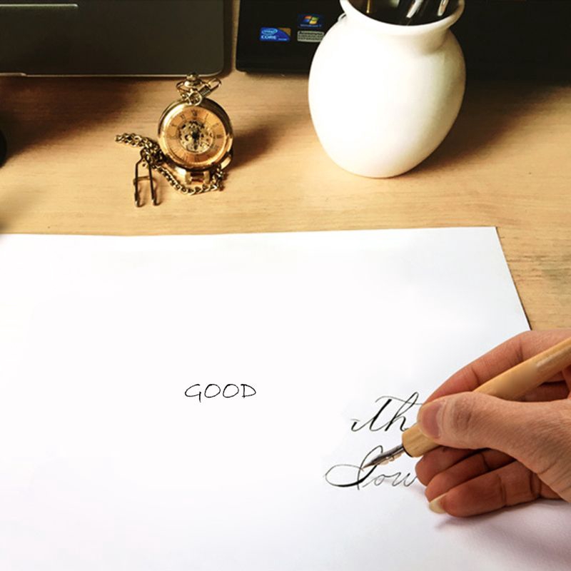 Bộ bút tay cầm gỗ và 3 ngòi vẽ truyện tranh manga dụng cụ thư pháp chuyên nghiệp với mực