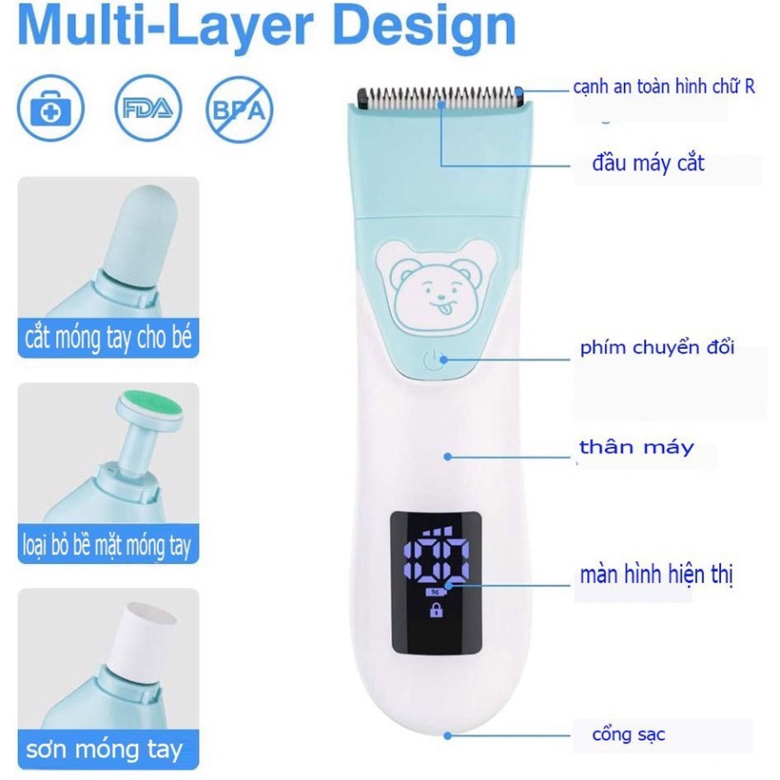 Combo cạo lông + mài móng PETTông đơ cắt lông chó mèo Keda 501 đầy đủ phụ kiện cho pet, cắt lông chó poodle