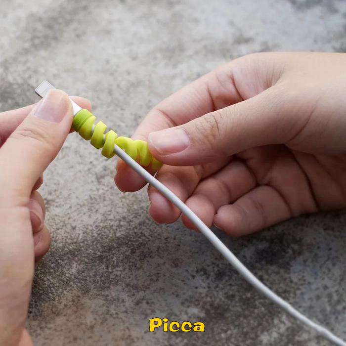 1 Đầu Bọc Bảo Vệ Dây Cáp Sạc Truyền Dữ Liệu USB Bằng Silicon Hình Xoắn Ốc Thông Dụng Cho IPhone Android