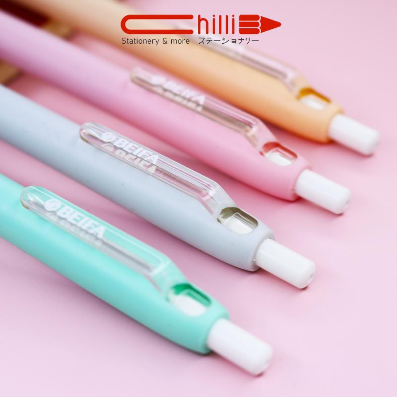 Bút Gel Bấm Pastel Beifa Ngòi 0.5MM Mực Đen Thấm Nhanh, Nhiều Màu Sắc Đa Dạng.