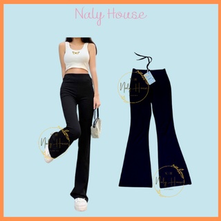 Quần Legging Nữ Ống Loe Chất Cotton Mềm Mịn Co Giãn 4 Chiều Cạp Cao 7cm Ôm Mông Tôn Dáng Naly