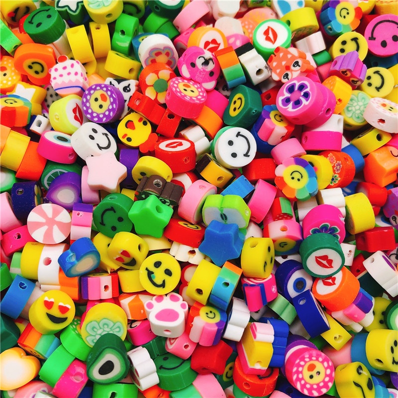 Bộ 20 Hạt Đất Sét Polymer 10Mm Hình Trái Tim Dễ Thương