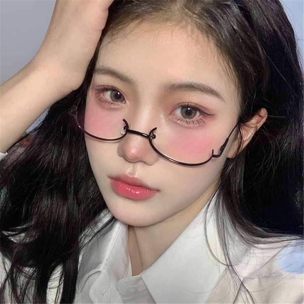Mắt kính nửa gọng chống trượt 3 màu tùy chọn thiết kế độc đáo thời trang cho nữ mắt kính vuông gọng kim loại
