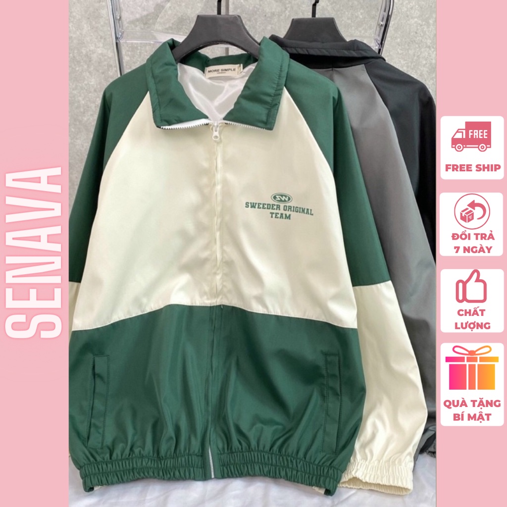Áo khoác dù nữ nam SW TEAM bomber, Áo khoác gió Jacket 2 lớp SENAVA AK49