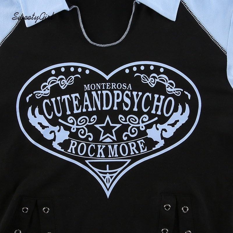 Áo croptop tay dài cổ bẻ dáng ôm in họa tiết màu sắc tương phản thời trang cho nữ