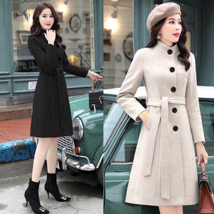 ÁO KHOÁC DẠ FROM DÀI PHỐI NÚT KÈM BELL QC450397VN