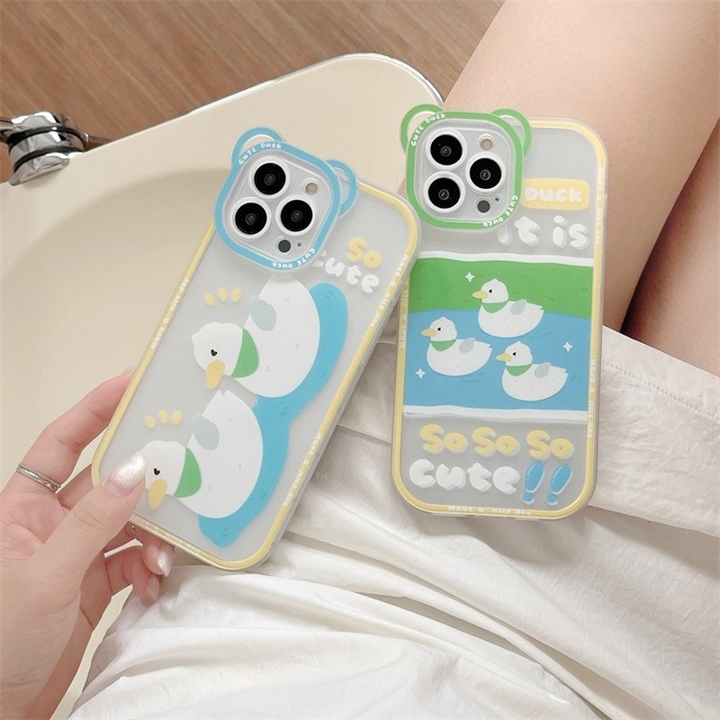 Ốp Điện Thoại Dẻo Trong Suốt Họa Tiết Hoạt Hình Chú Vịt Dễ Thương Cho Iphone 11 12 13 Pro MAX X XS MAX XR 6 7 8 Plus
