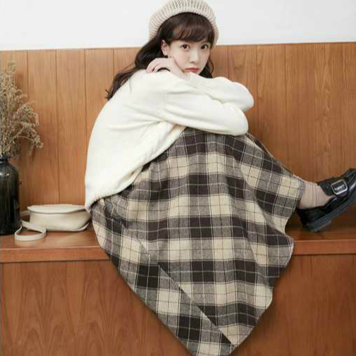 Chân Váy Caro Dài Phong Cách Retro Hợp Thời Trang Cho Nữ
