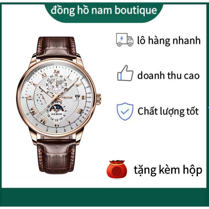 Đồng hồ nam chính hãng với dây đeo bằng cao su cực kỳ bền bỉ Pin thạch anh thời trang chạy bằng pin Mẫu hiển thị lịch