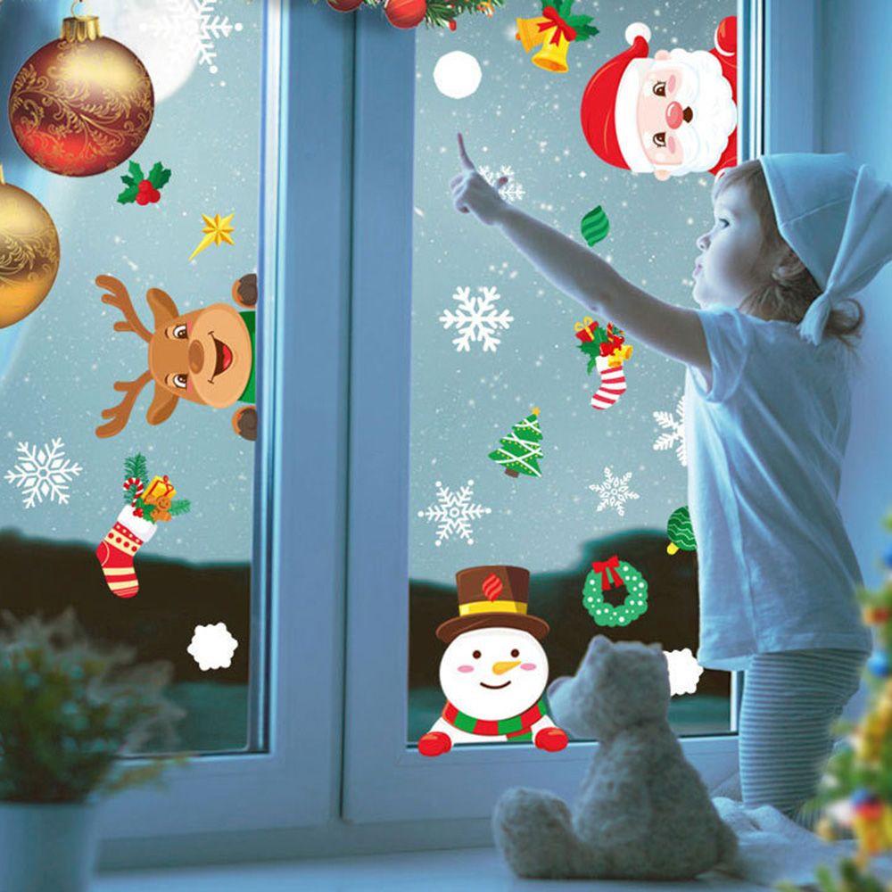 YEW Sticker Dán Cửa Sổ Họa Tiết Giáng Sinh Nhiều Màu Sắc Bắt Mắt Sành Điệu