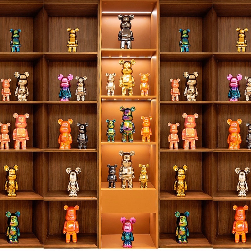 Tượng gấu mạ điện bearbrick trang trí phòng khách size 28cm