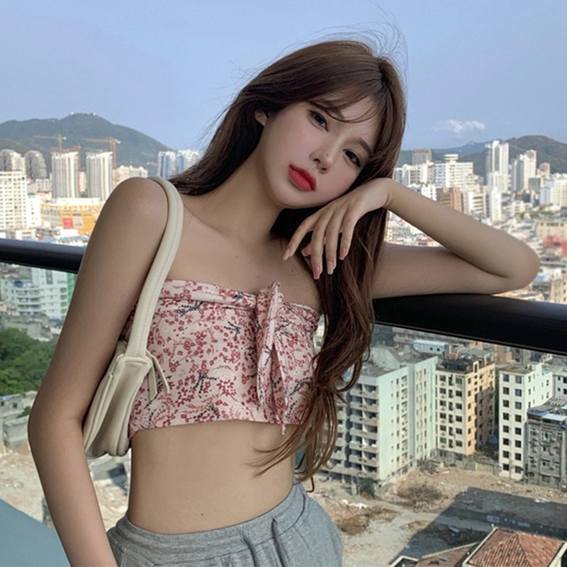 Áo Ống Hở Vai In Họa Tiết Phong Cách Hàn Quốc