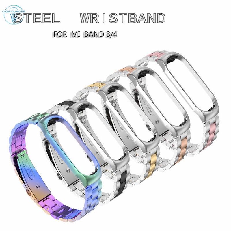 DG 10 Colors Xiaomi Mi Band 3/4 Stainless Steel Bracelet Wrist Strap Metal Mi Band 3/4 Strap