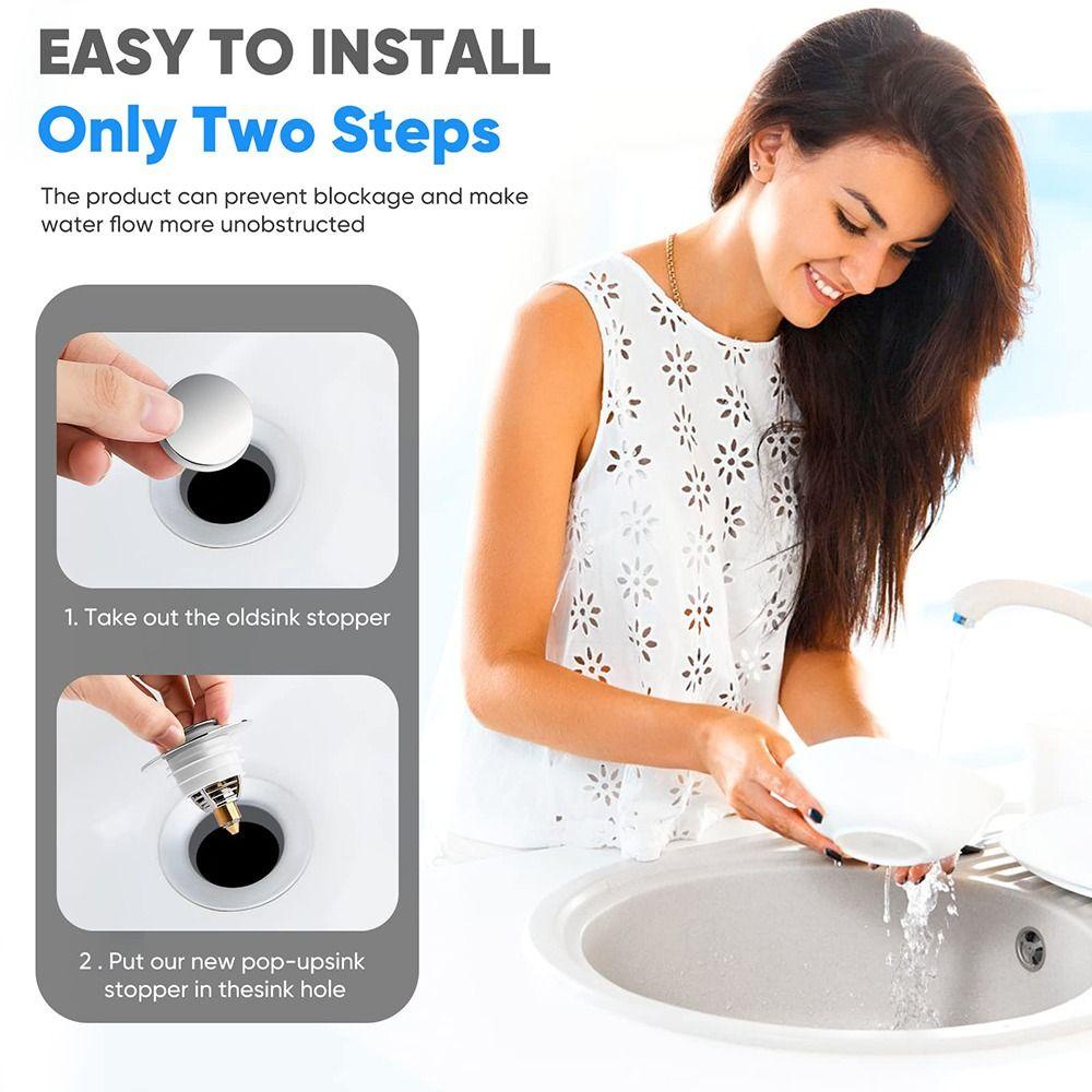 Nắp Chặn Cống Thoát Nước Bồn Rửa Mặt Bằng Thép Không Gỉ Dễ Lắp Đặt 1.02-1.65inch