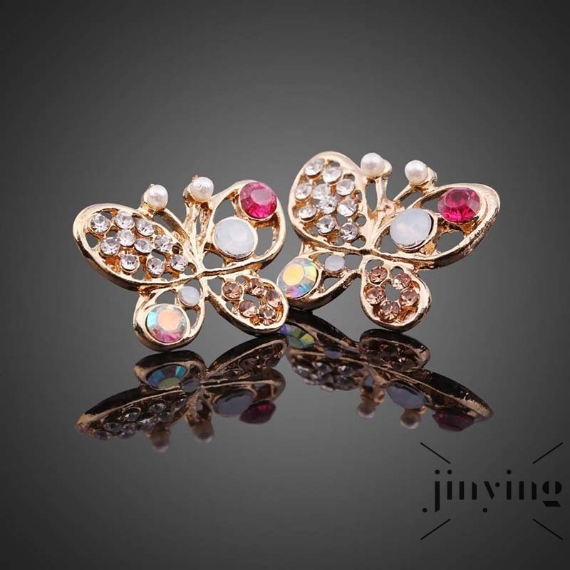 GETNOIVAS Bông tai hình bướm đính đá nhiều màu sắc