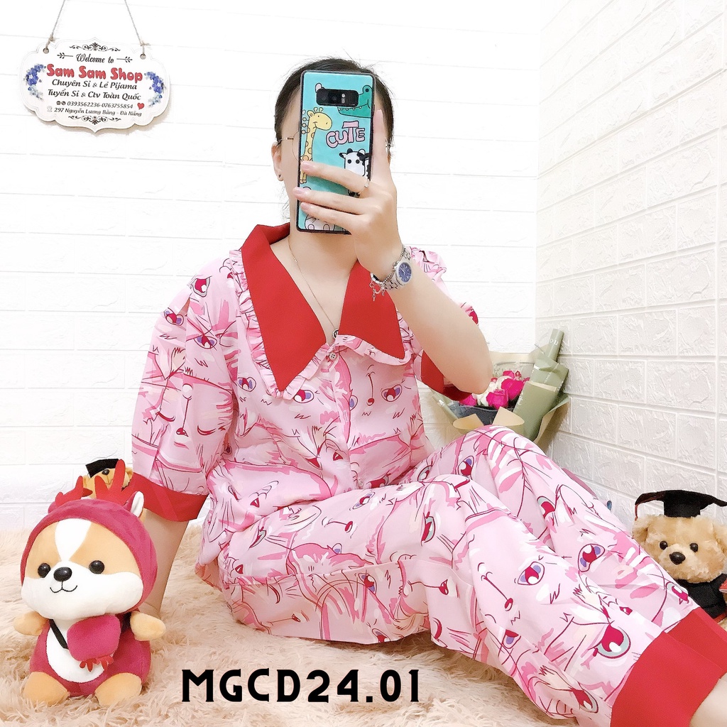 Pijama Cộc Dài - Lụa Mango - Mềm Mịn Mát - Đồ Bộ Mặc Nhà - SamSamShopĐN