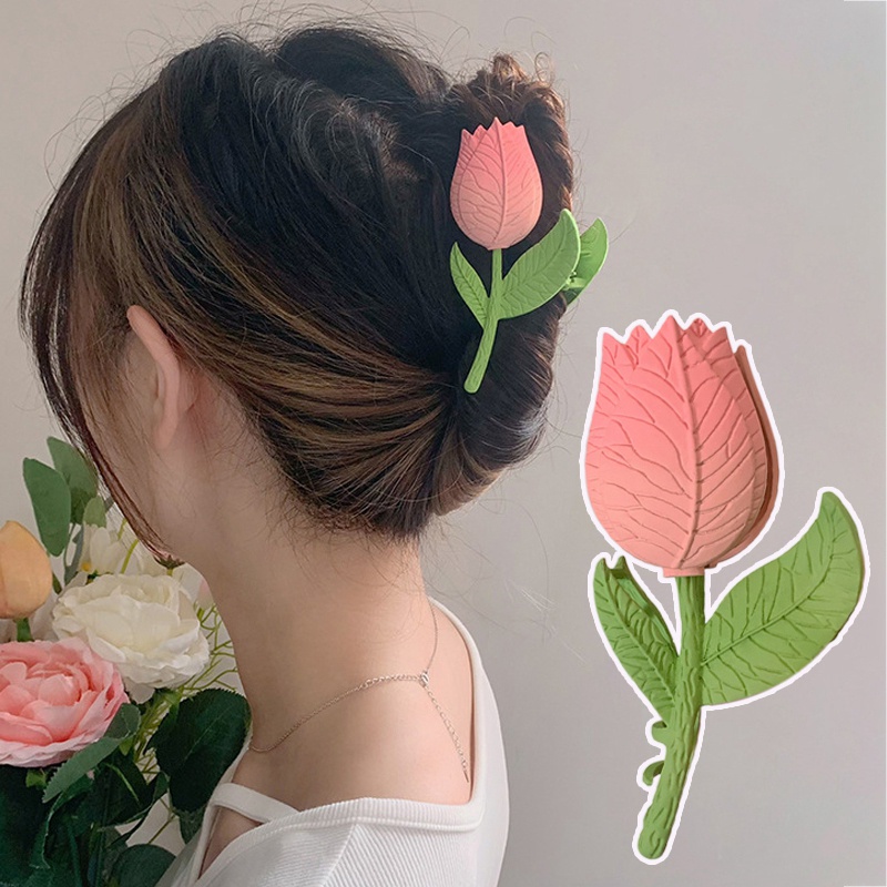 Kẹp Tóc Hoa Tulip / Cá Mập Đơn Giản Dễ Thương Phong Cách Hàn Quốc