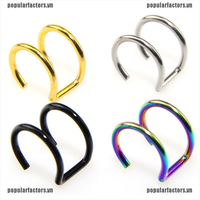 Set 2 khuyên mũi môi tai chữ U không xỏ lỗ thời trang cá tính cho nam nữ