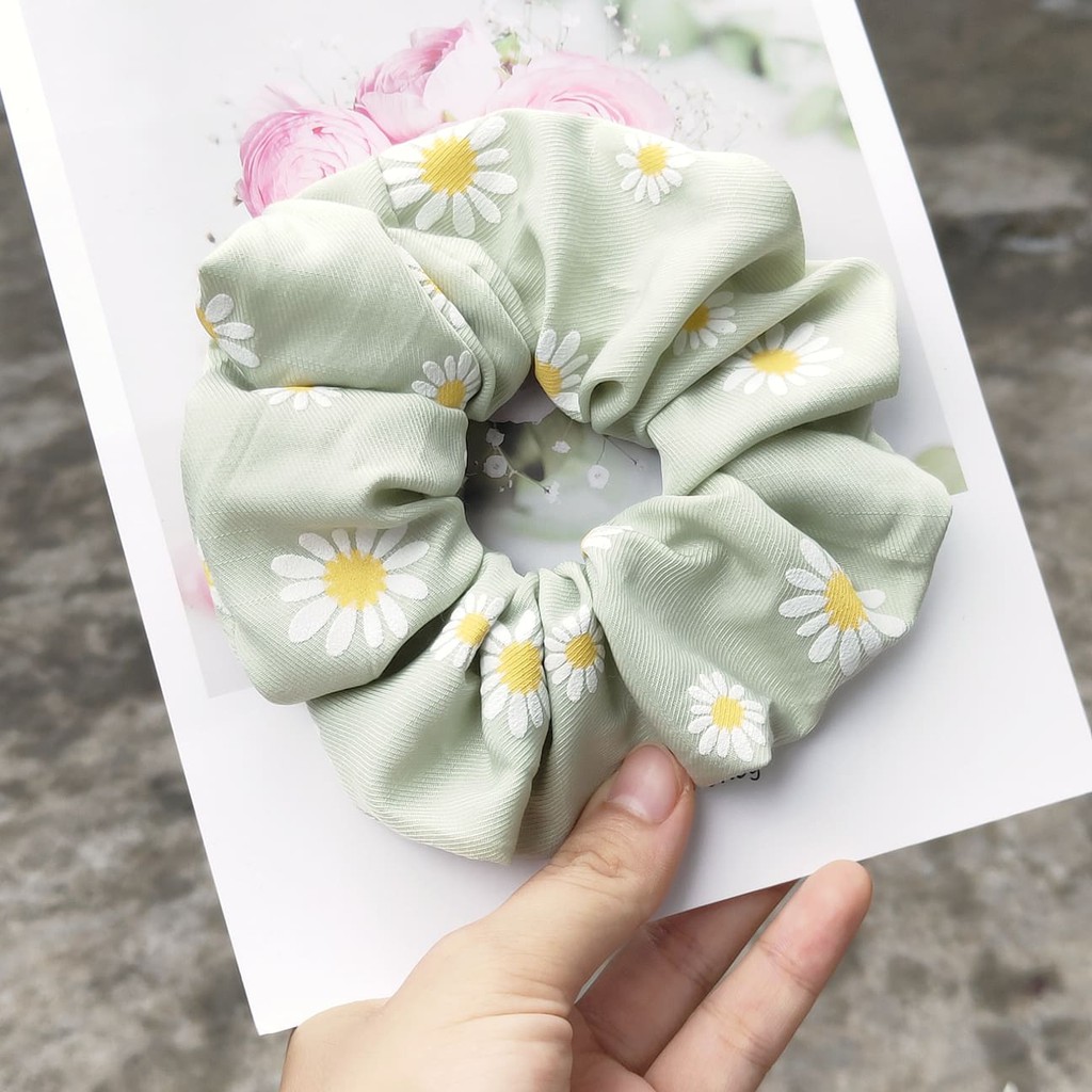 Dây buộc tóc scrunchies hoa cúc nhiều màu