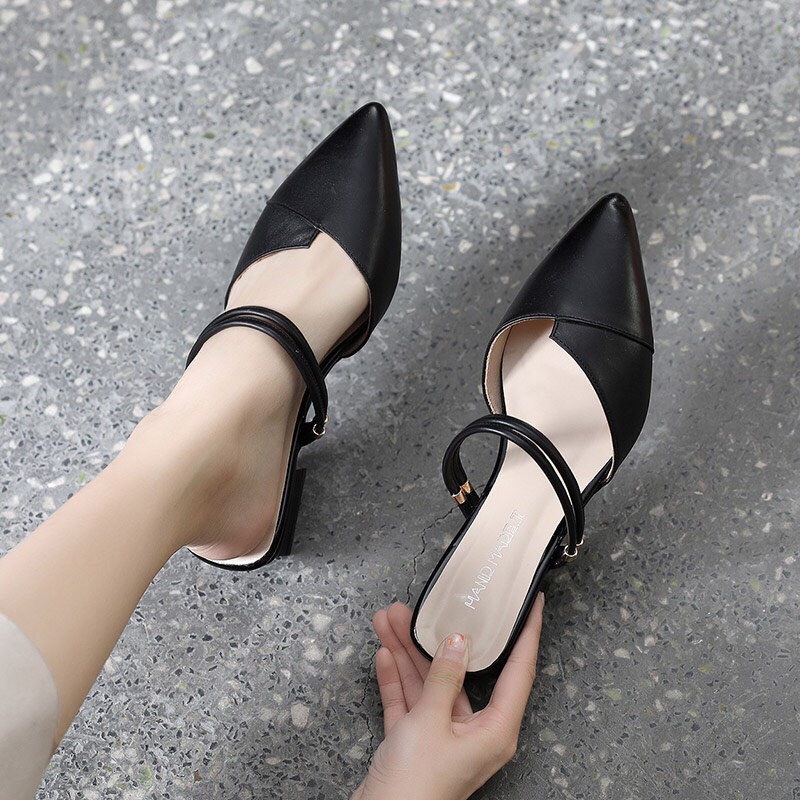 FREESHIP 50K Sandal nữ đế bệt mũi nhọn 2 quai ngang đi 2 kiểu 102