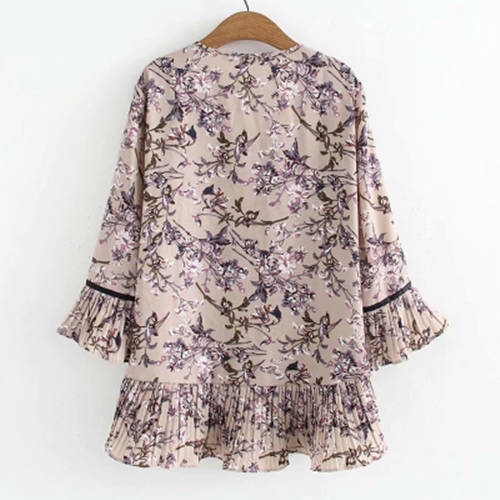 Áo Kiểu Tay Loe 3 / 4 Dáng Rộng In Hoa Phong Cách Hàn Quốc Thời Trang Cho Nữ Size M-4XL