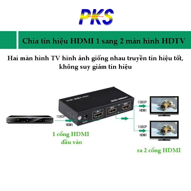 Bộ chia cổng HDMI 1 cổng ra 2 cổng Hỗ trợ full HD UGREEN 40201 - hàng chính hãng