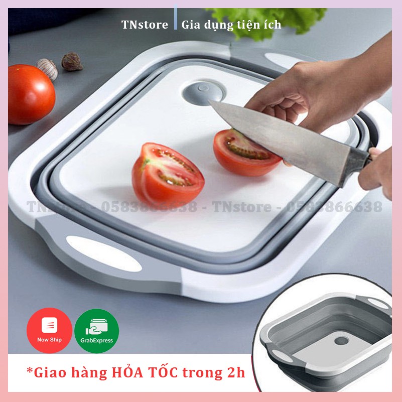 Thớt Đa Năng Kèm Chậu Gấp Gọn 2 IN 1 Tiện Dụng, Thiết Kế Thông Minh Kiểu Dáng Sang Trọng Tiện Lợi, Dễ Sử Dụng