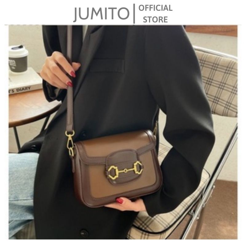 Túi xách nữ đeo chéo kẹp nách GC phối màu hàng Quảng Châu form túi cứng trend 2022 JUMITO SF534