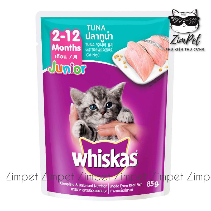 Pate cho mèo Whiskas dạng gói - Pate Whiskas cho mèo con và mèo lớn các vị