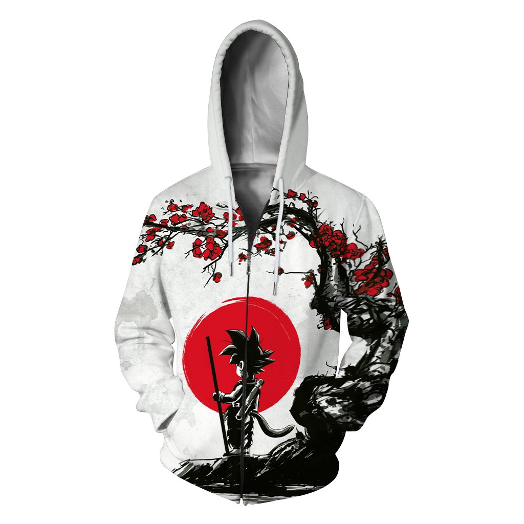 Áo Khoác Hoodie Dáng Rộng In Hình Kỹ Thuật Số Phối Khóa Kéo Thời Trang Mùa Thu