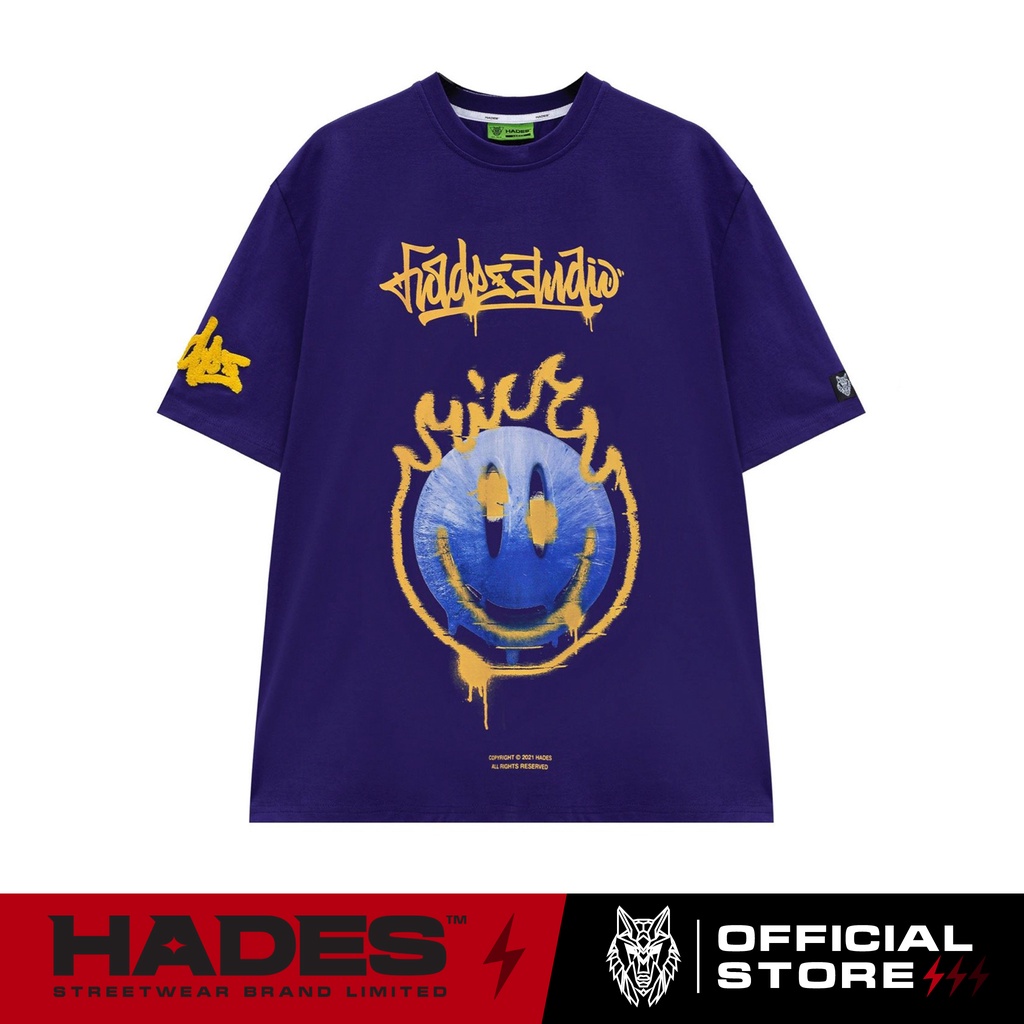 Áo Thun Tay Lỡ Unisex SMILEY ICE FLAME 100% Cotton - HADES Brand Chính Hãng | BigBuy360 - bigbuy360.vn