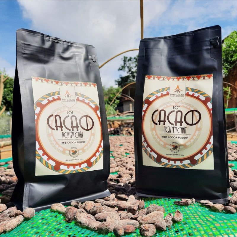 Bột cacao nguyên chất Tỷ lệ bơ 20% [BẢN CACAO] , không đường, không chất phụ gia - Túi 500g