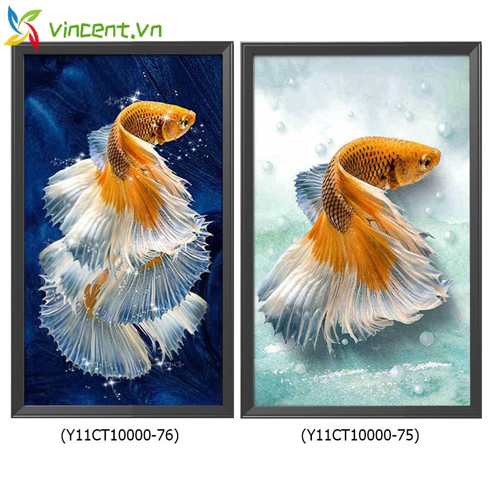 Tranh Thêu Chữ Thập Hình Cá Vàng 11ct