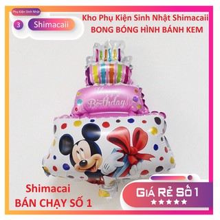 BONG BÓNG HÌNH BÁNH KEM CÓ IN HÌNH CHUỘT MICKEY TRANG TRÍ SINH NHẬT CHO BÉ