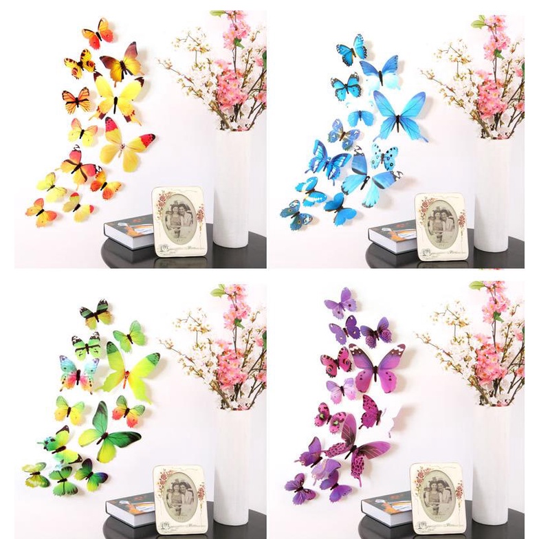 Bộ 12 Con Bướm 3D Dán Tường
