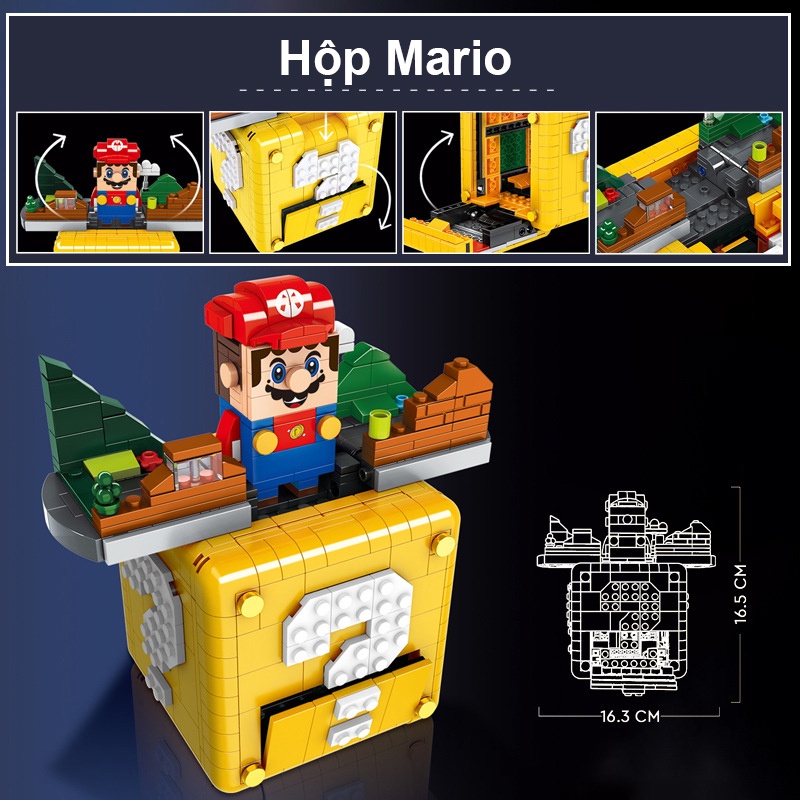 Đồ Chơi Lắp Ráp Kiểu LEGO Chiếc Hộp Bí Ẩn Thế Giới Mine Craft, Iron Man, Super Mario Mystery Box Với 500+ Mảnh Ghép