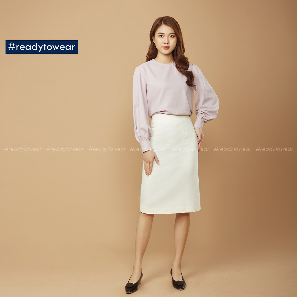 Chân váy xẻ tà dáng dài suông chữ A midi 2 lớp ôm nhẹ công sở màu trắng vàng tím be - linen long office skirt CV01