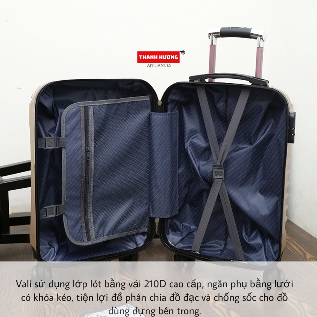 Vali Kéo Du Lịch Size 20 + Size 24 Bọc Góc Chống Va Đập Chịu Lực Tốt
