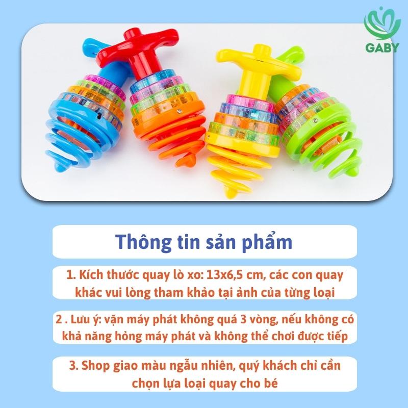Con quay có đèn và nhạc cho bé - Đồ chơi con quay vặn dây cót phát sáng, âm nhạc sống động, chất liệu an toàn GABY