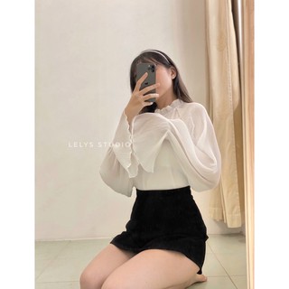 Áo voan dập li tay xoè