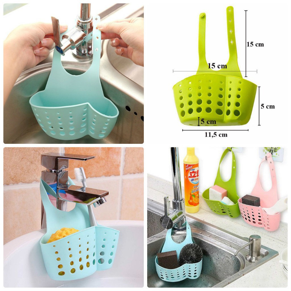 Túi/Giỏ Treo Silicone Cho Bồn Rửa Bát Đựng Miếng Rửa Bát, Cọ Tiện Lợi Nhiều Màu