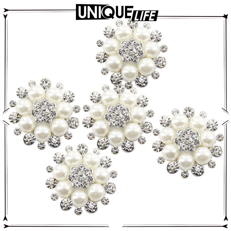 Set 5 Nút Pha Lê Hình Bông Hoa Màu Be 30mm Dùng Làm Đồ Thủ Công DIY Shiwaki4